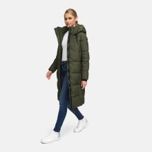 Marikoo Chumanii Damen Herbst Winter Steppmantel Parka lang DarkOlive Größe L - Gr.40