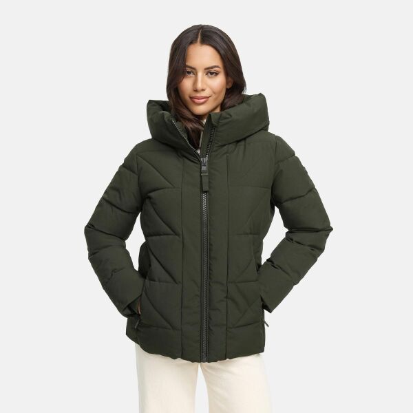 Marikoo Kuschelnasee Damen Herbst Winter Steppjacke DarkOlive-Größe S - Gr. 36