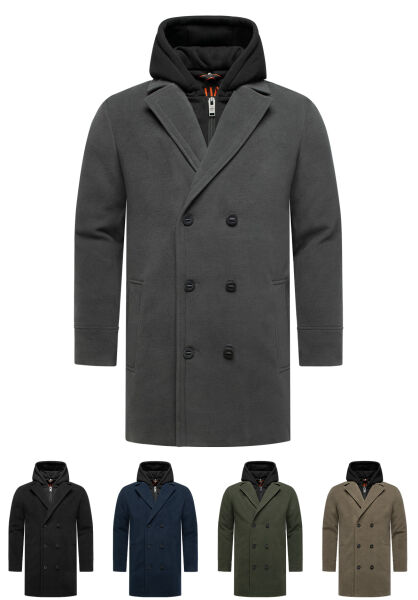 Stone Harbour Darioon Herren Mantel gefüttert in Wollmantel Optik