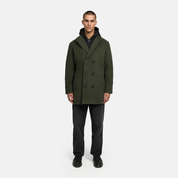 Stone Harbour Darioon Herren Mantel gefüttert in Wollmantel Optik Dark Olive Größe S - Gr. S