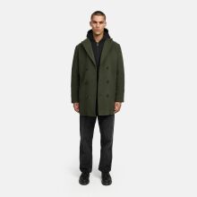 Stone Harbour Darioon Herren Mantel gefüttert in Wollmantel Optik Dark Olive Größe S - Gr. S