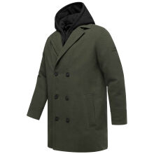 Stone Harbour Darioon Herren Mantel gefüttert in Wollmantel Optik Dark Olive Größe S - Gr. S