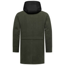 Stone Harbour Darioon Herren Mantel gefüttert in Wollmantel Optik Dark Olive Größe S - Gr. S