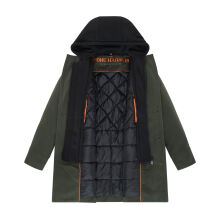 Stone Harbour Darioon Herren Mantel gefüttert in Wollmantel Optik Dark Olive Größe S - Gr. S