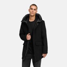 Stone Harbour Fenroos Herren Winter Mantel gefüttert in Wollmantel Optik Schwarz Größe S - Gr. S