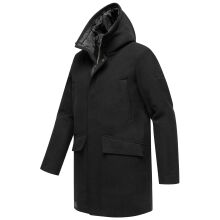 Stone Harbour Fenroos Herren Winter Mantel gefüttert in Wollmantel Optik Schwarz Größe S - Gr. S