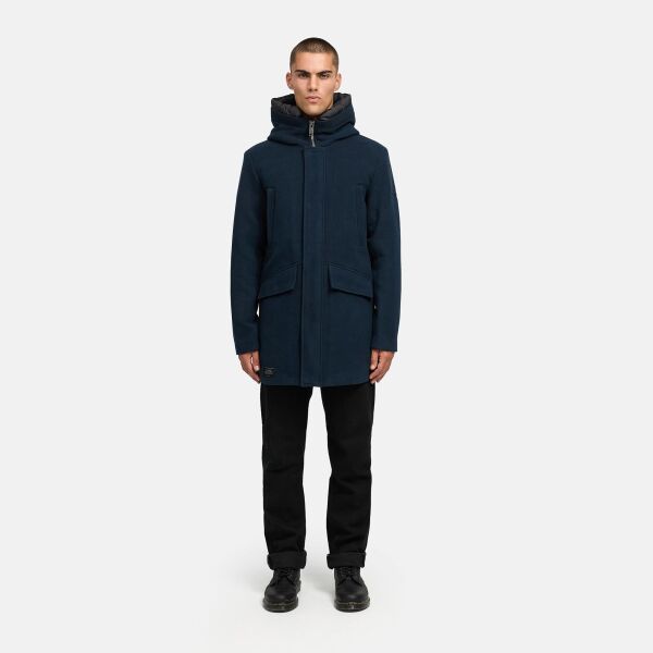 Stone Harbour Fenroos Herren Winter Mantel gefüttert in Wollmantel Optik Navy Größe S - Gr. S