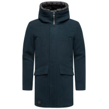 Stone Harbour Fenroos Herren Winter Mantel gefüttert in Wollmantel Optik Navy Größe S - Gr. S