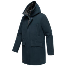 Stone Harbour Fenroos Herren Winter Mantel gefüttert in Wollmantel Optik Navy Größe S - Gr. S