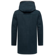 Stone Harbour Fenroos Herren Winter Mantel gefüttert in Wollmantel Optik Navy Größe S - Gr. S