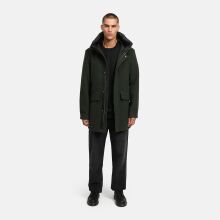 Stone Harbour Fenroos Herren Winter Mantel gefüttert in Wollmantel Optik Dark Olive Größe S - Gr. S