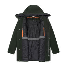 Stone Harbour Fenroos Herren Winter Mantel gefüttert in Wollmantel Optik Dark Olive Größe S - Gr. S