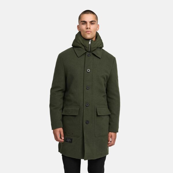 Stone Harbour Thiagoo Herren gefüttert in Wollmantel Optik Dark Olive Größe S - Gr. S