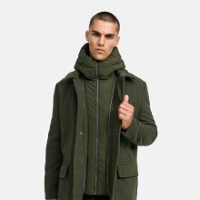 Stone Harbour Thiagoo Herren gefüttert in Wollmantel Optik Dark Olive Größe S - Gr. S
