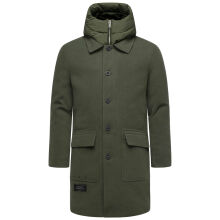 Stone Harbour Thiagoo Herren gefüttert in Wollmantel Optik Dark Olive Größe S - Gr. S