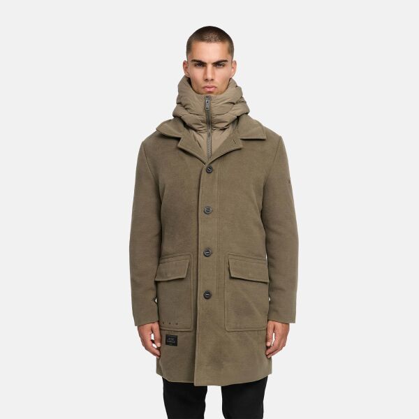Stone Harbour Thiagoo Herren gefüttert in Wollmantel Optik Stone Brown Größe S - Gr. S