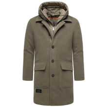 Stone Harbour Thiagoo Herren gefüttert in Wollmantel Optik Stone Brown Größe S - Gr. S
