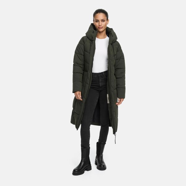 Navahoo Schokokuss Damen Winter Steppmantel DarkOlive-Größe XS - Gr. 34