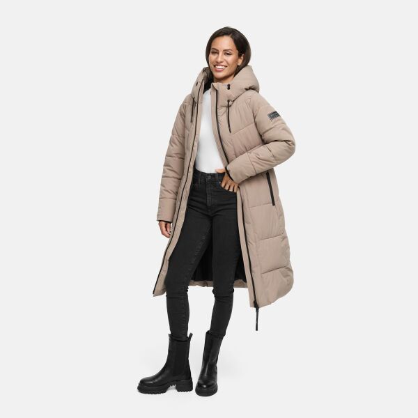 Navahoo Schokokuss Damen Winter Steppmantel TaupeGrey-Größe XS - Gr. 34