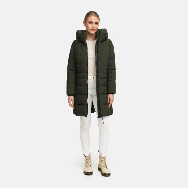 Navahoo Mondnebel Damen Winter Steppmantel Dark Olive Größe XS - Gr. 36