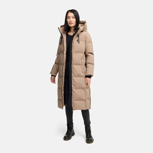 Marikoo Tikoraa Damen Winter Steppmantel Taupe Grey-Größe XXXL - Gr. 46