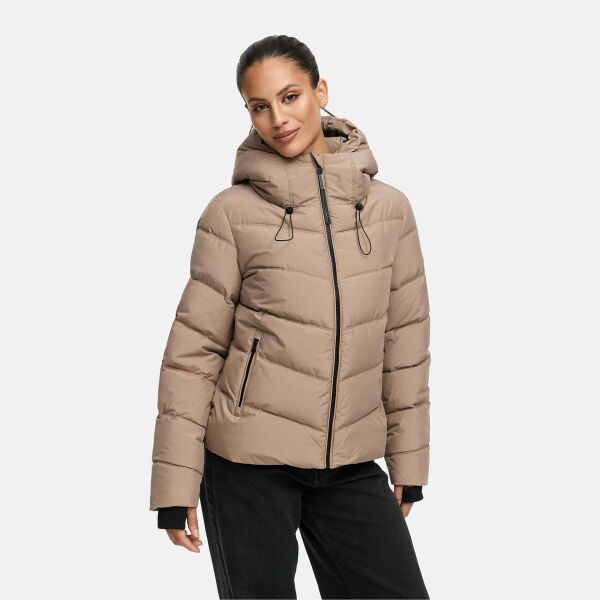 Marikoo Yukanii Damen Winterjacke Steppjacke kurz Taupe Grey-Größe XXL - Gr. 44