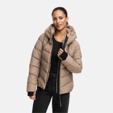 Marikoo Yukanii Damen Winterjacke Steppjacke kurz Taupe Grey-Größe XXL - Gr. 44