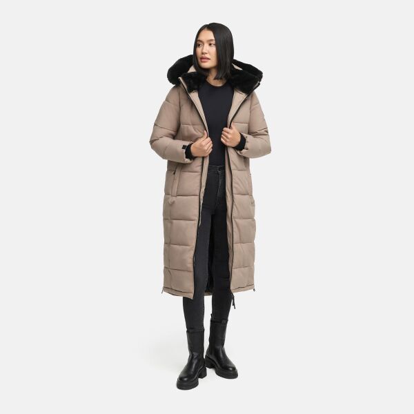 Navahoo Knuddelfee Damen lange Winterjacke Taupe Grey Größe XXL - Gr. 44