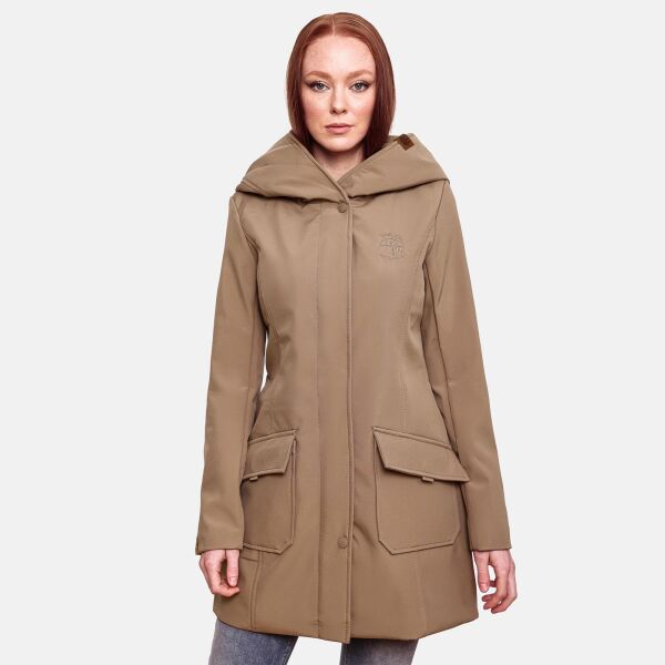 Marikoo Mayleen Damen Softshell Jacke mit Kapuze Taupe Größe XXXXXL - Gr. 50