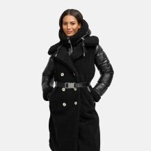 Navahoo Kuscheltraum Damen Winter Teddyfell Mantel Schwarz Größe XS - Gr. 34