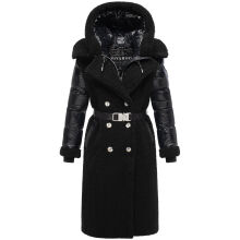 Navahoo Kuscheltraum Damen Winter Teddyfell Mantel Schwarz Größe XS - Gr. 34