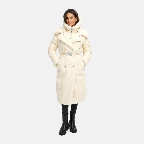 Navahoo Kuscheltraum Damen Winter Teddyfell Mantel Offwhite Größe XS - Gr. 34