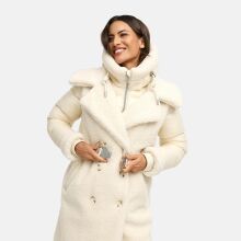 Navahoo Kuscheltraum Damen Winter Teddyfell Mantel Offwhite Größe XS - Gr. 34