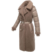 Navahoo Kuscheltraum Damen Winter Teddyfell Mantel Taupe Grey Größe XS - Gr. 34