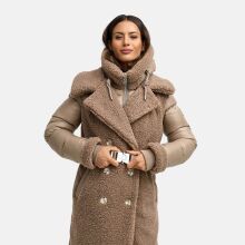 Navahoo Kuscheltraum Damen Winter Teddyfell Mantel Taupe Grey Größe XS - Gr. 34