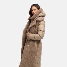 Navahoo Kuscheltraum Damen Winter Teddyfell Mantel Taupe Grey Größe XS - Gr. 34