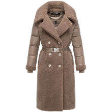 Navahoo Kuscheltraum Damen Winter Teddyfell Mantel Taupe Grey Größe XS - Gr. 34