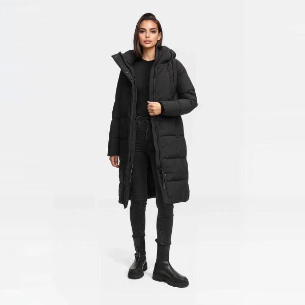 Marikoo Tabiaa Damen Winter Steppmantel Schwarz Größe L - Gr. 40