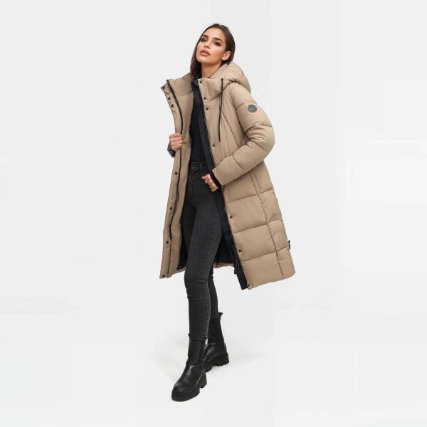 Marikoo Tabiaa Damen Winter Steppmantel Taupe Grey Größe M - Gr. 38