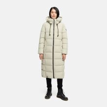 Marikoo Nadeshikoo Damen lange Winter Steppjacke Pebble Grey Größe XL - Gr. 42