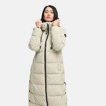 Marikoo Nadeshikoo Damen lange Winter Steppjacke Pebble Grey Größe XL - Gr. 42