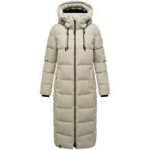 Marikoo Nadeshikoo Damen lange Winter Steppjacke Pebble Grey Größe XL - Gr. 42