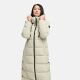 Marikoo Nadeshikoo Damen lange Winter Steppjacke Pebble Grey Größe XL - Gr. 42