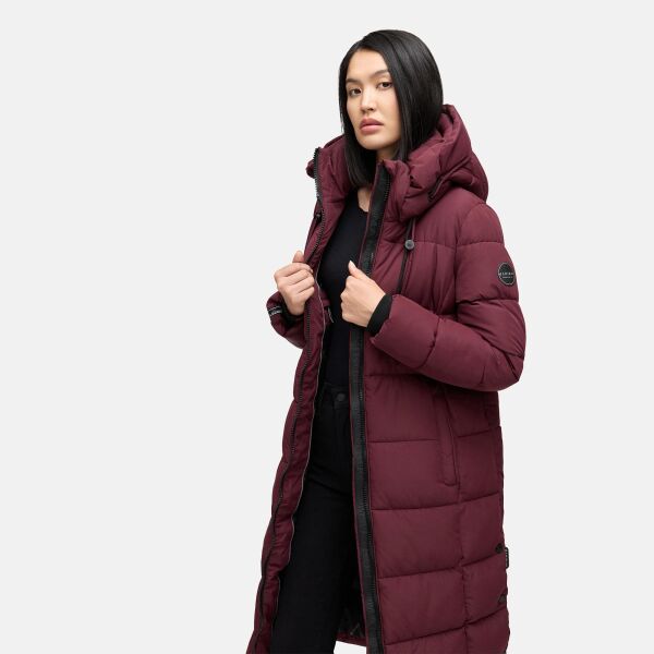 Marikoo Nadeshikoo Damen lange Winter Steppjacke Wine Größe XL - Gr. 42
