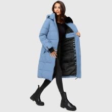 Marikoo Zuraraa lange Damen Winter Steppjacke Dusty Blue Größe XS - Gr. 34
