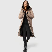 Marikoo Zuraraa lange Damen Winter Steppjacke Taupe Grey Größe L - Gr. 40