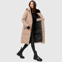 Marikoo Zuraraa lange Damen Winter Steppjacke Taupe Grey Größe XL - Gr. 42