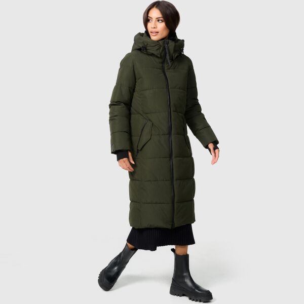 Marikoo Zuraraa lange Damen Winter Steppjacke Dark Olive Größe XXXL - Gr. 46