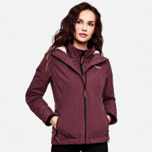 Marikoo Erdbeere Damen Übergangsjacke leicht gefüttert mit Kapuze Weinrot-Größe 4XL - Gr. 48