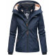 Marikoo Erdbeere Damen Übergangsjacke leicht gefüttert mit Kapuze Navy-Größe 6XL - Gr. 52
